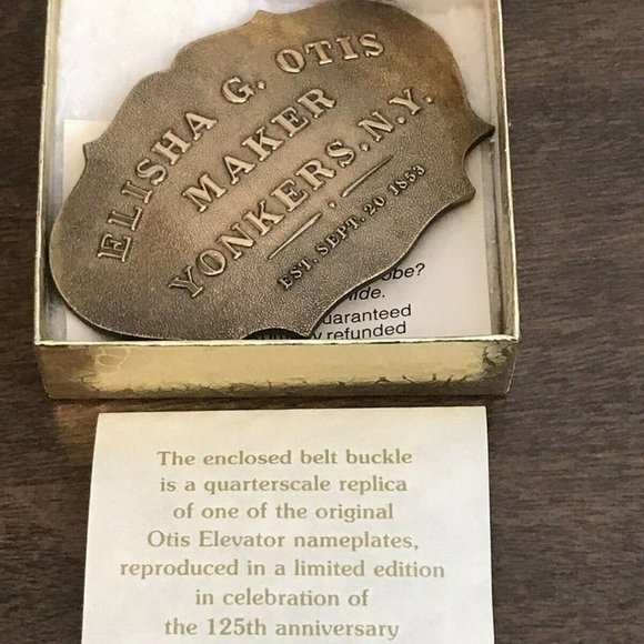 Otis Elevator Accessories Elisha G Otis Brass Belt Buckle 4 Scale